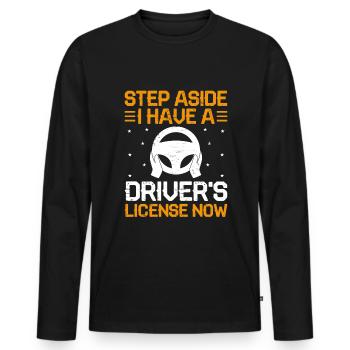 Permis de conduire passé Nouveau permis de conduire S - T-shirt manches longues Premium bio Homme - noir - Devant - Nico (187cm)