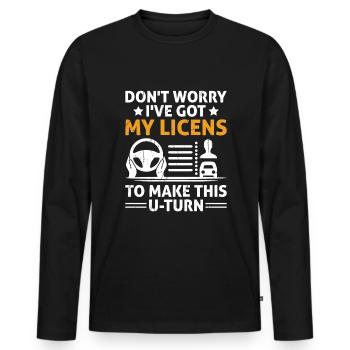 Permis de conduire passé Nouveau permis de conduire S - T-shirt manches longues Premium bio Homme - noir - Devant - Nico (187cm)
