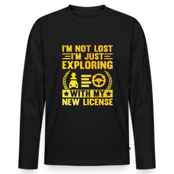 Permis de conduire passé Nouveau permis de conduire S - T-shirt manches longues Premium bio Homme - noir - Devant - Nico (187cm)
