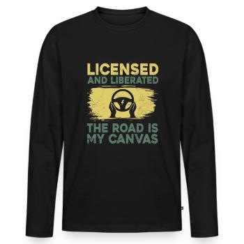 Permis de conduire passé Nouveau permis de conduire S - T-shirt manches longues Premium bio Homme - noir - Devant - Nico (187cm)