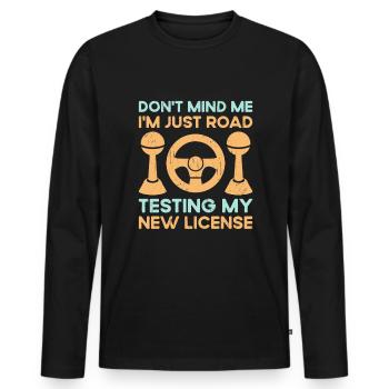 Permis de conduire passé Nouveau permis de conduire S - T-shirt manches longues Premium bio Homme - noir - Devant - Nico (187cm)