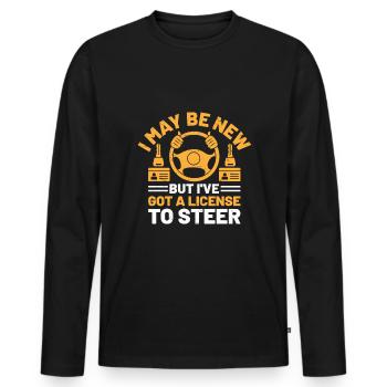 Permis de conduire passé Nouveau permis de conduire S - T-shirt manches longues Premium bio Homme - noir - Devant - Nico (187cm)