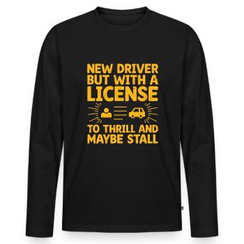 Permis de conduire passé Nouveau permis de conduire S - T-shirt manches longues Premium bio Homme - noir - Devant - Nico (187cm)