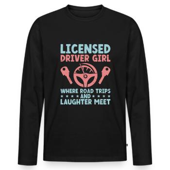 Permis de conduire passé Nouveau permis de conduire S - T-shirt manches longues Premium bio Homme - noir - Devant - Nico (187cm)