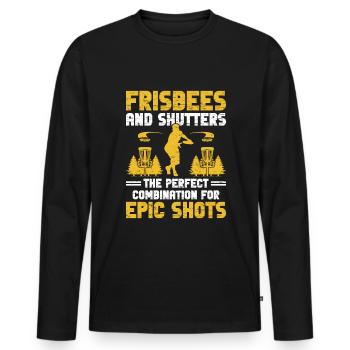 Disc Golf Player Disc Golfer Frisbee Player Par Pu - Men's Premium Organic Long Sleeve Shirt - black - Front - Nico (187cm)