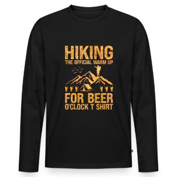 Hiking Hiker Nature Trekking Outdoor Mountaineerin - Men's Premium Organic Long Sleeve Shirt - black - Front - Nico (187cm)