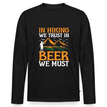 Hiking Hiker Nature Trekking Outdoor Mountaineerin - Men's Premium Organic Long Sleeve Shirt - black - Front - Nico (187cm)