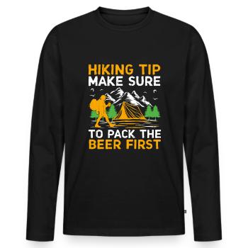 Wandern Wanderer Natur Trekking Outdoor Bergsteigerin - Männer Premium Bio Langarmshirt - Schwarz - Vorne - Nico (187cm)