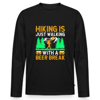 Randonnée Randonneur Nature Trekking Alpinisme en plein air - T-shirt manches longues Premium bio Homme - noir - Devant - Nico (187cm)