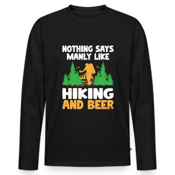 Hiking Hiker Nature Trekking Outdoor Mountaineerin - Men's Premium Organic Long Sleeve Shirt - black - Front - Nico (187cm)