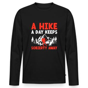 Hiking Hiker Nature Trekking Outdoor Mountaineerin - Men's Premium Organic Long Sleeve Shirt - black - Front - Nico (187cm)