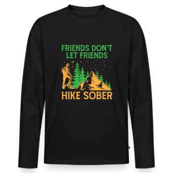 Wandern Wanderer Natur Trekking Outdoor Bergsteigerin - Männer Premium Bio Langarmshirt - Schwarz - Vorne - Nico (187cm)