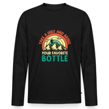 Wandern Wanderer Outdoor Bergsteigen Natur Trekkin - Männer Premium Bio Langarmshirt - Schwarz - Vorne - Nico (187cm)