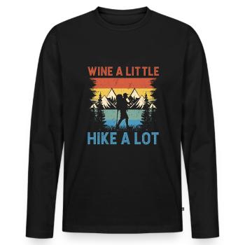 Wandern Wanderer Outdoor Bergsteigen Natur Trekkin - Männer Premium Bio Langarmshirt - Schwarz - Vorne - Nico (187cm)