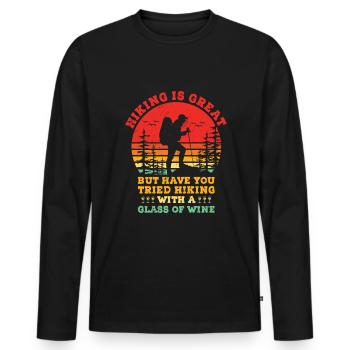 Wandern Bergsteigen Trekking Natur Outdoor Alco - Männer Premium Bio Langarmshirt - Schwarz - Vorne - Nico (187cm)