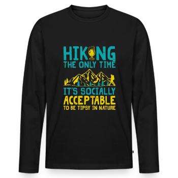 Wandern Bergsteigen Trekking Natur Outdoor Alco - Männer Premium Bio Langarmshirt - Schwarz - Vorne - Nico (187cm)