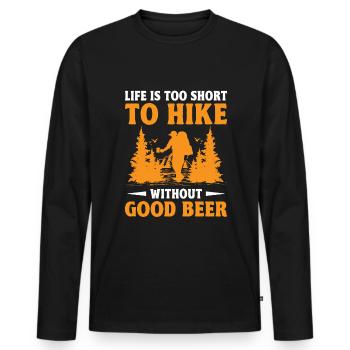 Wandern Bergsteigen Trekking Natur Outdoor Alco - Männer Premium Bio Langarmshirt - Schwarz - Vorne - Nico (187cm)