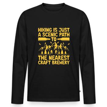 Wandern Bergsteigen Trekking Natur Outdoor Alco - Männer Premium Bio Langarmshirt - Schwarz - Vorne - Nico (187cm)