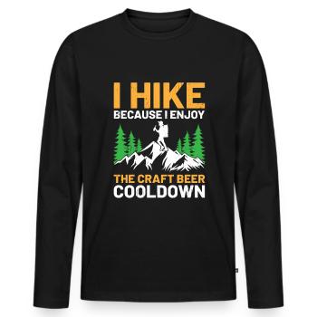 Hiking Hiker Nature Trekking Outdoor Mountaineerin - Men's Premium Organic Long Sleeve Shirt - black - Front - Nico (187cm)