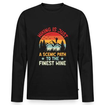 Randonnée Randonneur Nature Trekking Alpinisme en plein air - T-shirt manches longues Premium bio Homme - noir - Devant - Nico (187cm)