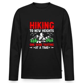 Randonnée Randonneur Nature Trekking Alpinisme en plein air - T-shirt manches longues Premium bio Homme - noir - Devant - Nico (187cm)