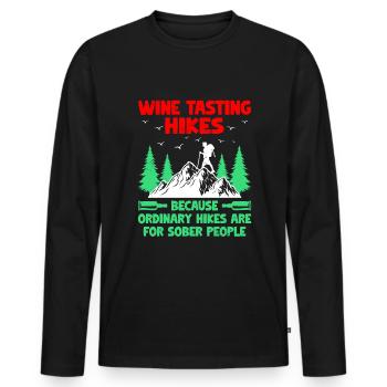 Hiking Hiker Nature Trekking Outdoor Mountaineerin - Men's Premium Organic Long Sleeve Shirt - black - Front - Nico (187cm)