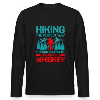 Hiking Hiker Nature Trekking Outdoor Mountaineerin - Men's Premium Organic Long Sleeve Shirt - black - Front - Nico (187cm)