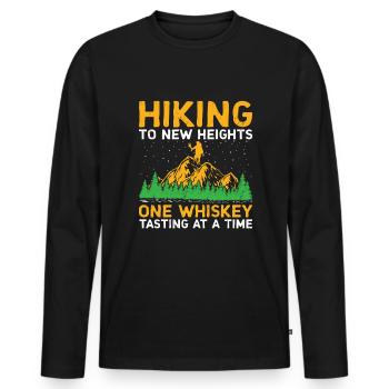 Randonnée Randonneur Nature Trekking Alpinisme en plein air - T-shirt manches longues Premium bio Homme - noir - Devant - Nico (187cm)