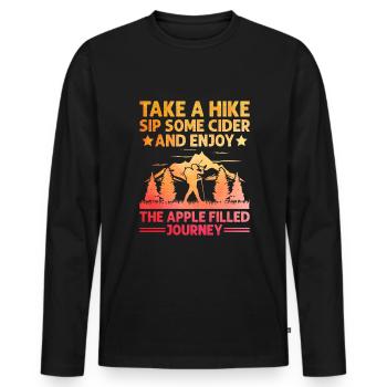 Wanderer, Wandern, Trekking, Outdoor, Natur, Alkohol, Getränk - Männer Premium Bio Langarmshirt - Schwarz - Vorne - Nico (187cm)