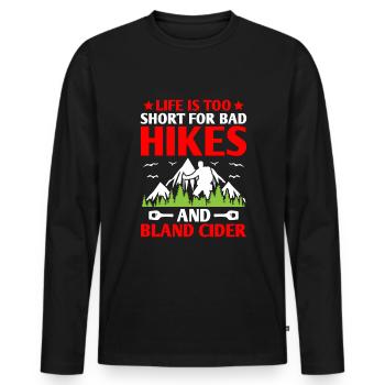 Randonneur Randonnée Trekking En plein air Nature Boisson alcoolisée - T-shirt manches longues Premium bio Homme - noir - Devant - Nico (187cm)