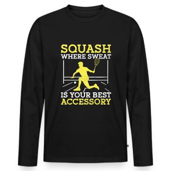 Joueur de squash Joueur de squash Joueur de tennis Raquetball Spor - T-shirt manches longues Premium bio Homme - noir - Devant - Nico (187cm)