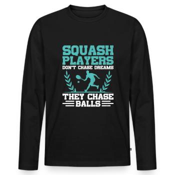 Joueur de squash Joueur de squash Joueur de tennis Raquetball Spor - T-shirt manches longues Premium bio Homme - noir - Devant - Nico (187cm)