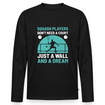 Joueur de squash Joueur de squash Joueur de tennis Raquetball Spor - T-shirt manches longues Premium bio Homme - noir - Devant - Nico (187cm)