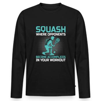 Joueur de squash Joueur de squash Joueur de tennis Raquetball Spor - T-shirt manches longues Premium bio Homme - noir - Devant - Nico (187cm)