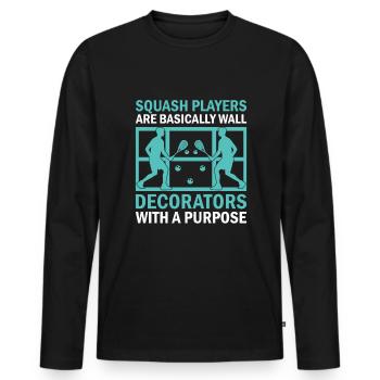 Joueur de squash Joueur de squash Joueur de tennis Raquetball Spor - T-shirt manches longues Premium bio Homme - noir - Devant - Nico (187cm)