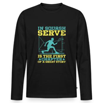 Joueur de squash Joueur de squash Joueur de tennis Raquetball Spor - T-shirt manches longues Premium bio Homme - noir - Devant - Nico (187cm)