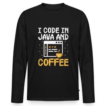 Café Codage Programmeur Codeur Développeur Nerd Coff - T-shirt manches longues Premium bio Homme - noir - Devant - Nico (187cm)