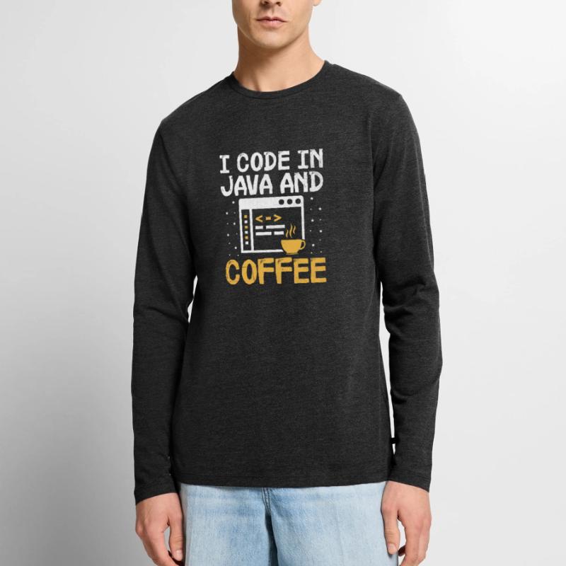 Café Codage Programmeur Codeur Développeur Nerd Coff T-shirt manches longues Premium bio Homme