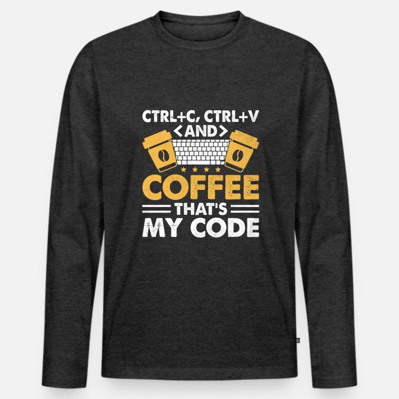 Café Codage Programmeur Codeur Développeur Nerd Coff T-shirt manches longues Premium bio Homme