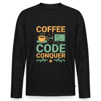 Coffee Coding Programmer Coder Developer Nerd Coff - Men's Premium Organic Long Sleeve Shirt - black - Front - Nico (187cm)
