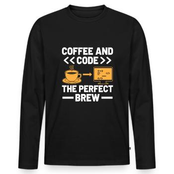 Coffee Coding Programmer Coder Developer Nerd Coff - Men's Premium Organic Long Sleeve Shirt - black - Front - Nico (187cm)