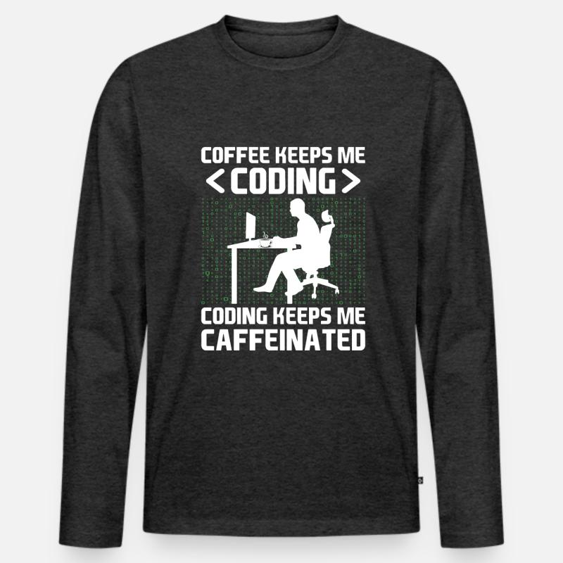 Café Codage Programmeur Codeur Développeur Nerd Coff T-shirt manches longues Premium bio Homme