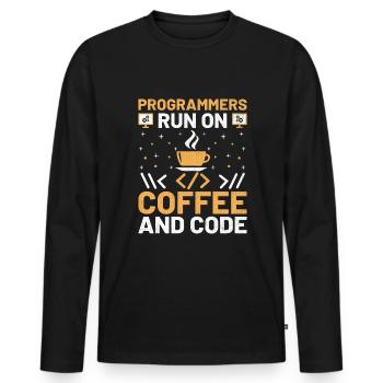 Coffee Coding Programmer Coder Developer Nerd Coff - Men's Premium Organic Long Sleeve Shirt - black - Front - Nico (187cm)