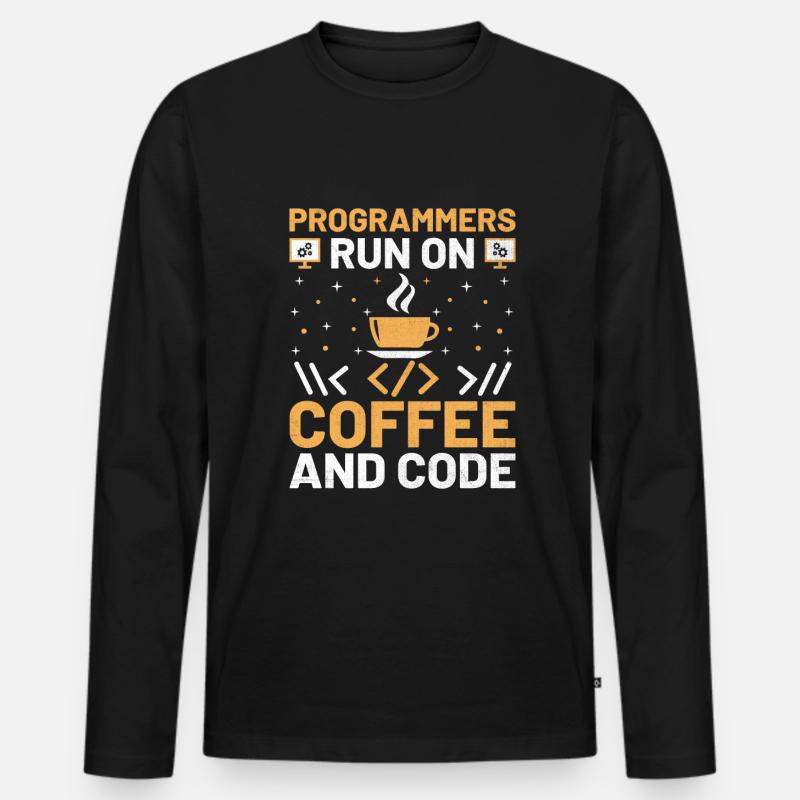 Café Codage Programmeur Codeur Développeur Nerd Coff T-shirt manches longues Premium bio Homme