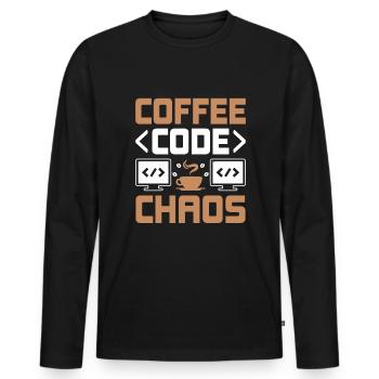 Café Codage Programmeur Codeur Développeur Nerd Coff - T-shirt manches longues Premium bio Homme - noir - Devant - Nico (187cm)