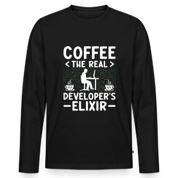 Coffee Coding Programmer Coder Developer Nerd Coff - Men's Premium Organic Long Sleeve Shirt - black - Front - Nico (187cm)