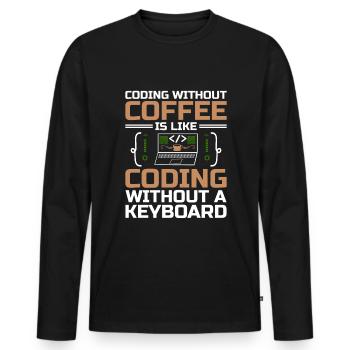 Café Codage Programmeur Codeur Développeur Nerd Coff - T-shirt manches longues Premium bio Homme - noir - Devant - Nico (187cm)