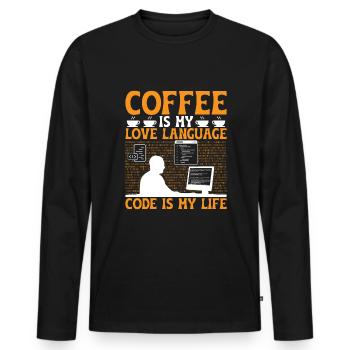Café Codage Programmeur Codeur Développeur Nerd Coff - T-shirt manches longues Premium bio Homme - noir - Devant - Nico (187cm)