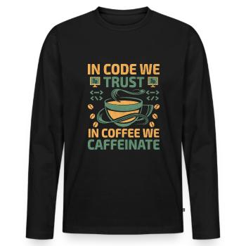 Coffee Coding Programmer Coder Developer Nerd Coff - Men's Premium Organic Long Sleeve Shirt - black - Front - Nico (187cm)