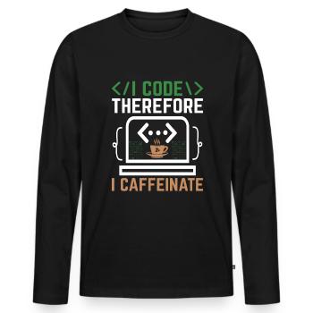 Café Codage Programmeur Codeur Développeur Nerd Coff - T-shirt manches longues Premium bio Homme - noir - Devant - Nico (187cm)